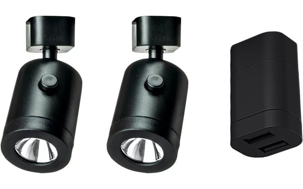 Haba Lanciano -spottivalosetti kaksois-USB-pistorasialla, musta (useita malleja)