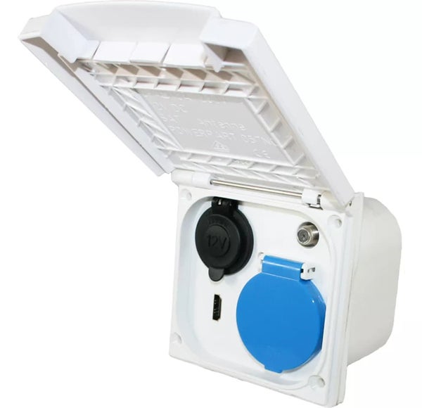 Haba ESB-3 ulkopistorasia HDMI, 12V / 230V / SAT, valkoinen