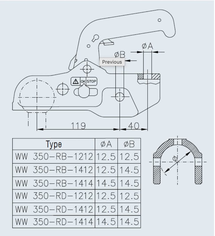 Winterhoff WW 350-RB/RD kuulakytkin (useita malleja)