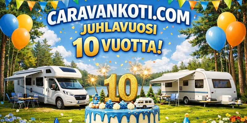 Caravankoti.com t&auml;ytt&auml;&auml; 10 vuotta &ndash; osallistu 100 &euro; lahjakortin arvontaan