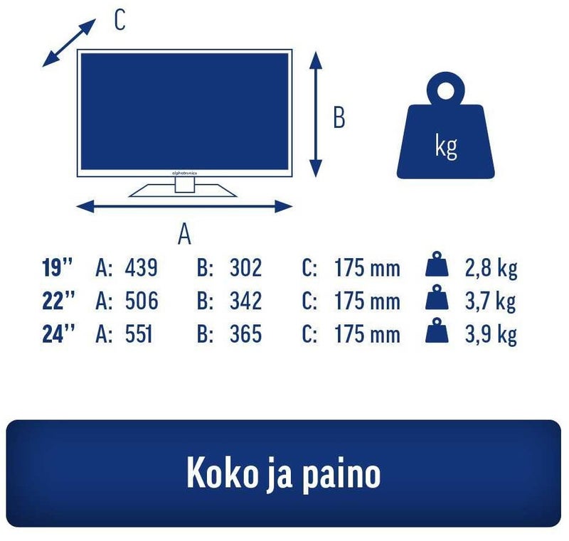 alphatronics K Line K-19 W Smart LED-TV 19" (12V)